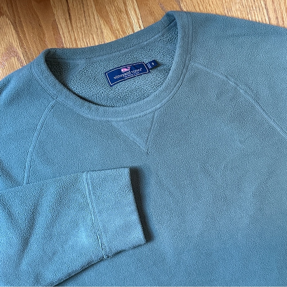 Vineyard Vines Mens Small Sage Green Harbor Fleece Crewneck Sweatshirt